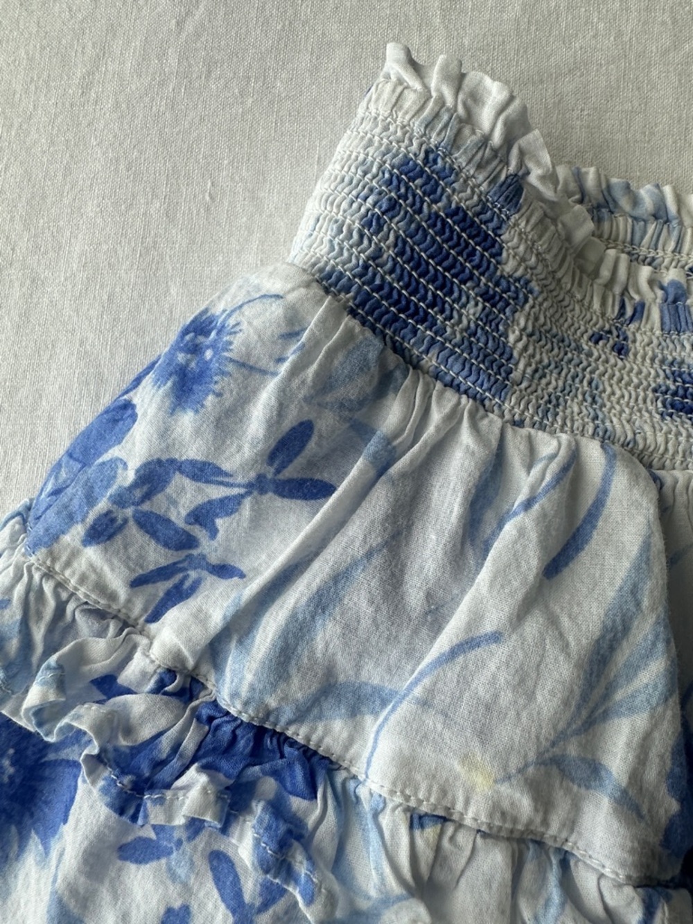 LoveShackFancy Blue and White Tiered Ruffle Mini Skirt - Picture 5 of 5